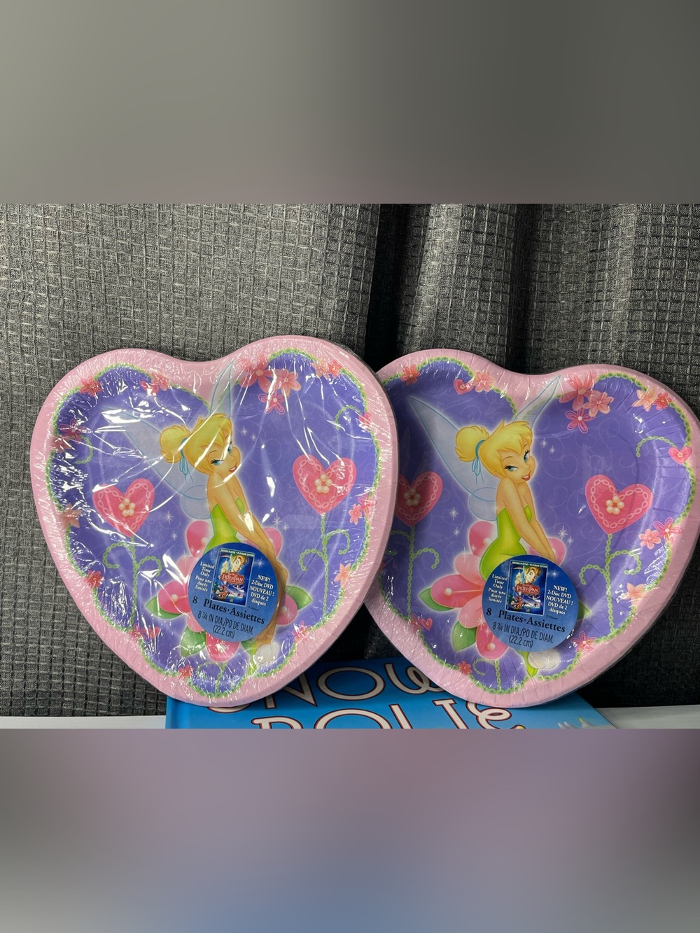 Disney Tinker Bell Pink and Purple Heart-Shaped Party Plates